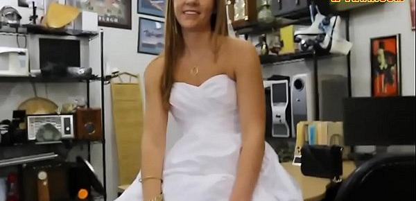  Woman in wedding dress boned by pawn man